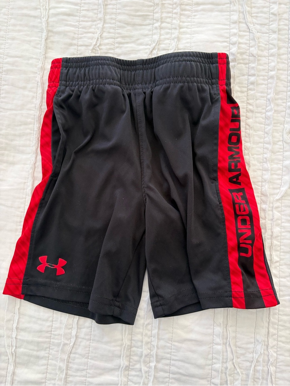 Under Armour Black and Red Boys' Athletic Shorts